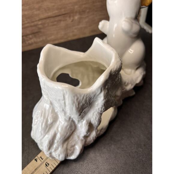 VTG White Mouse Tree Trunk Vase Succulent Planter Ceramic 99 INTL - Picture 10 of 16